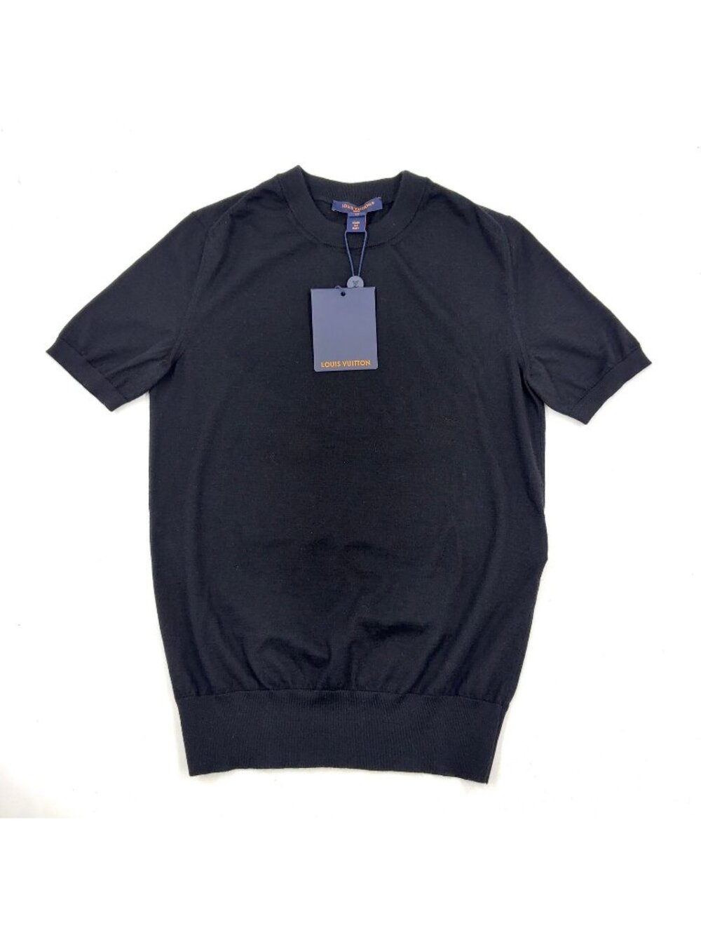 Louis Vuitton Short Sleeve Inside Out Crew Neck Wool Silk Black Knit Sweater